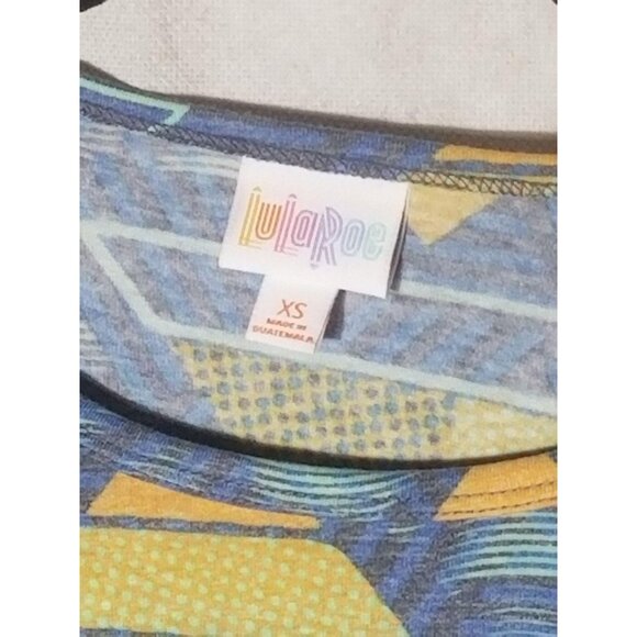 lularoe Irma tunic short sleeve geometric blue orange yellow xs READ new - Picture 4 of 9
